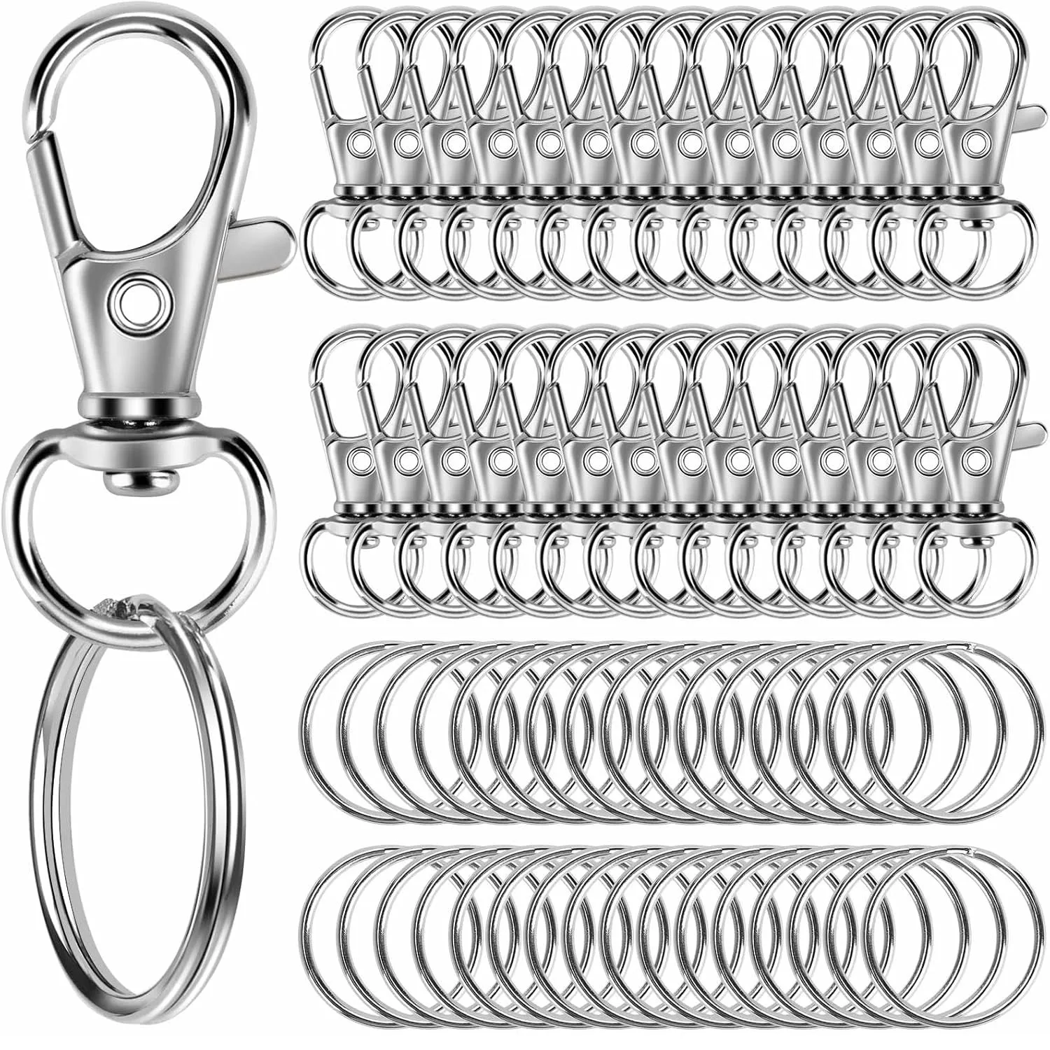 60PCS Keychain Making Kit with Clips and Rings