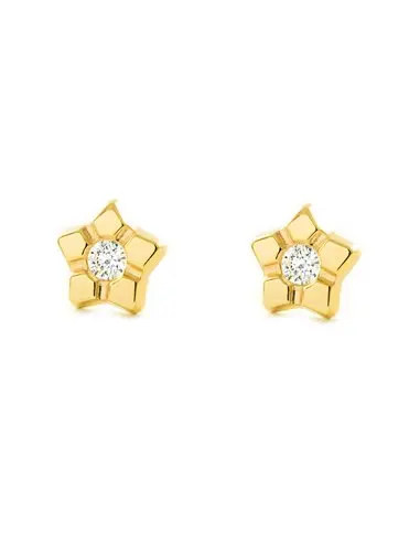 Earrings girl gold 9k star zirconia