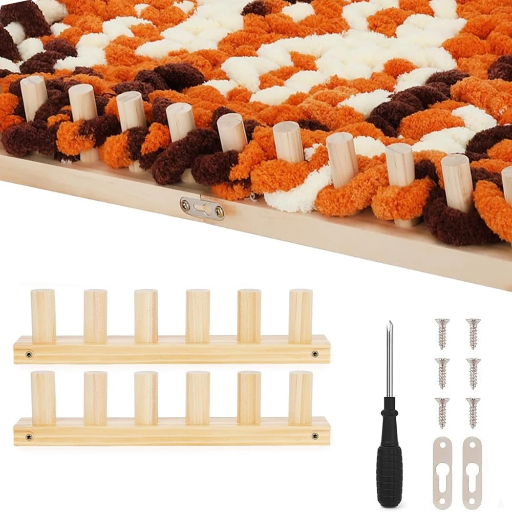 

Chunky Knitting Blanket Loom Wooden Knitting Loom Kit for Chunky Yarn with Assembly Tools Knitting Loom for Blanket Making