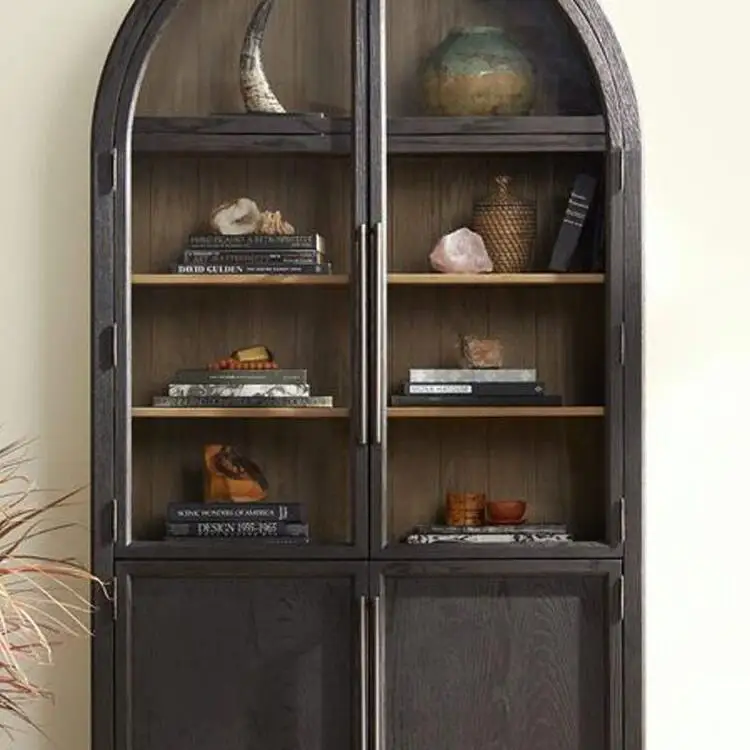 Arched Bookcase Glass Door Locker Medieval Bookshelf