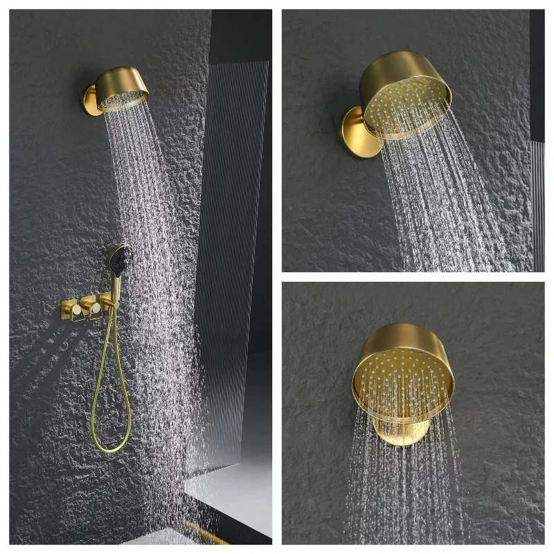 Brushed gold shower system bathroom deluxe shower faucet set modern rain shower decoration kit