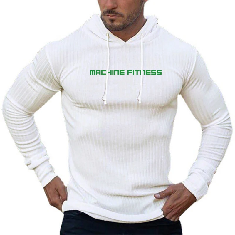 New Men's Rinning Bodybuilding Hooded Sporting Cool Simple Pullovers Slim Loose T Shirts  Long Sleeve Sweaters Autumn T Shirt