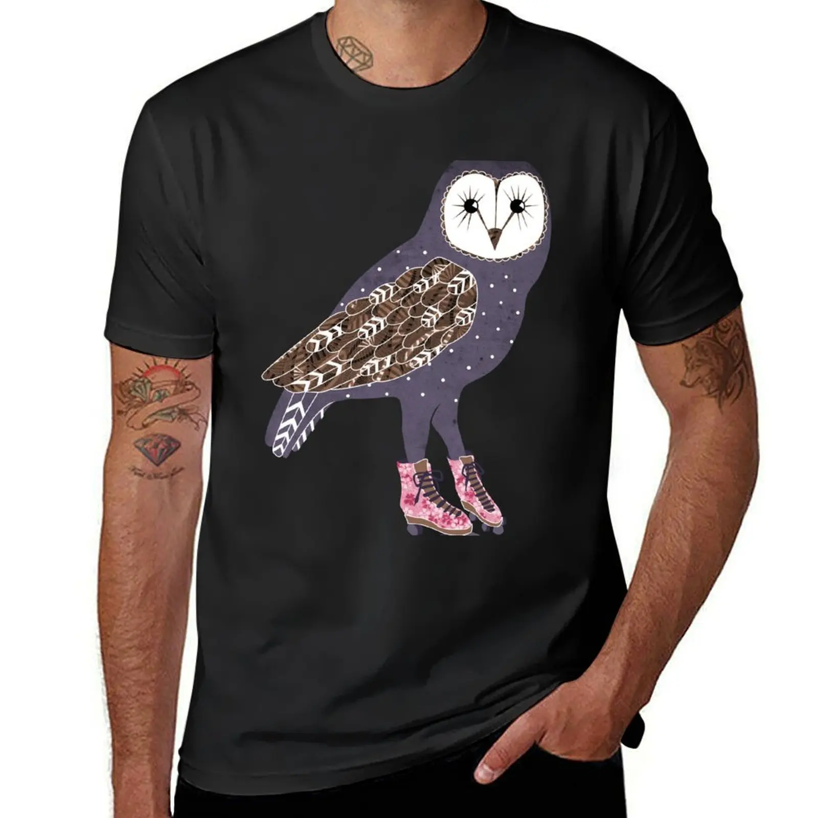 I skate OWL night T-Shirt sublime quick drying boys animal print oversizeds mens clothing