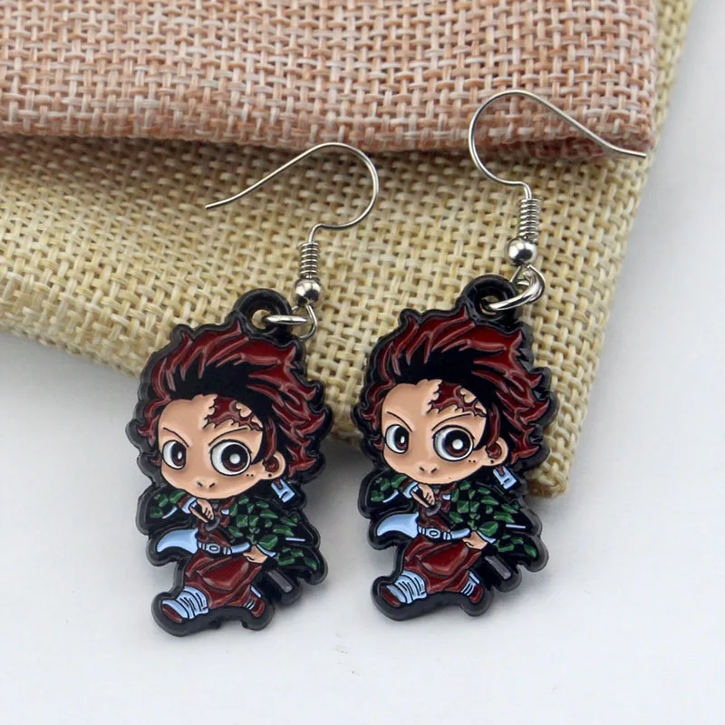 Anime Demon Slayer Earrings Wholesale Cosplay Prop Kimetsu No Yaiba Tanjirou Kamado 1 Pair Character Roles Trendy Jewelry
