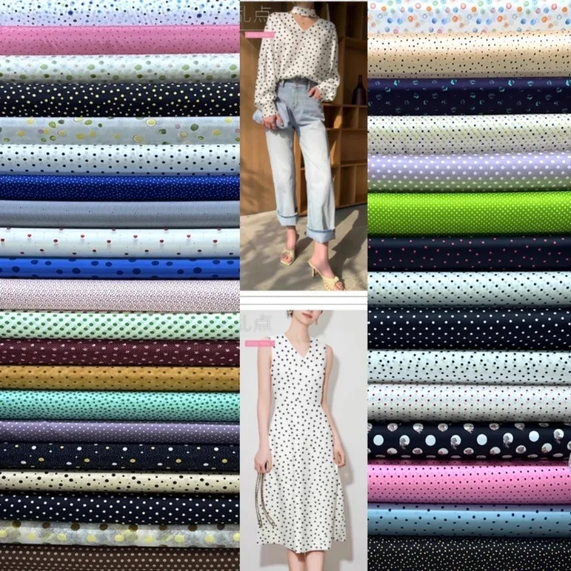 Wave Point Natural Material Silk Fabric for Dress Shirt R Elastic Crepe Twill Fabrics By The Meter Diy Sewing Cloth Wholesale