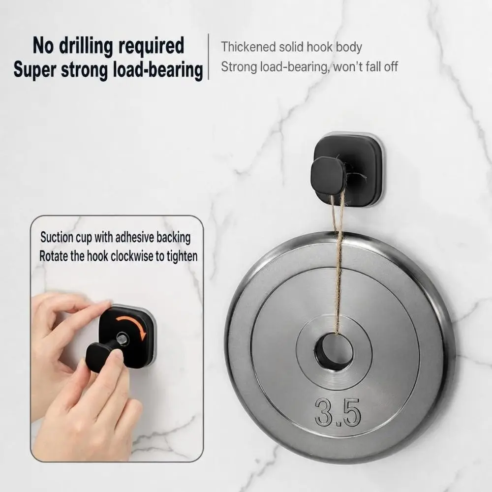 1Pc Durable Stainless Steel Suction Cup Hooks No Drill Removable Suction Hook Reusable Heavy Duty Wall Hanger Bathroom