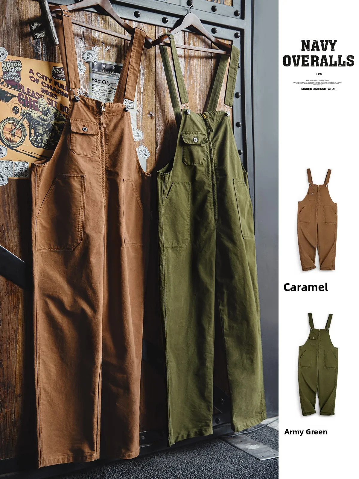 

Брюки-карго Maden в американском стиле ретро, темно-синие, мужские повседневные прямые комбинезоны, весенние хлопковые брюки прямого кроя