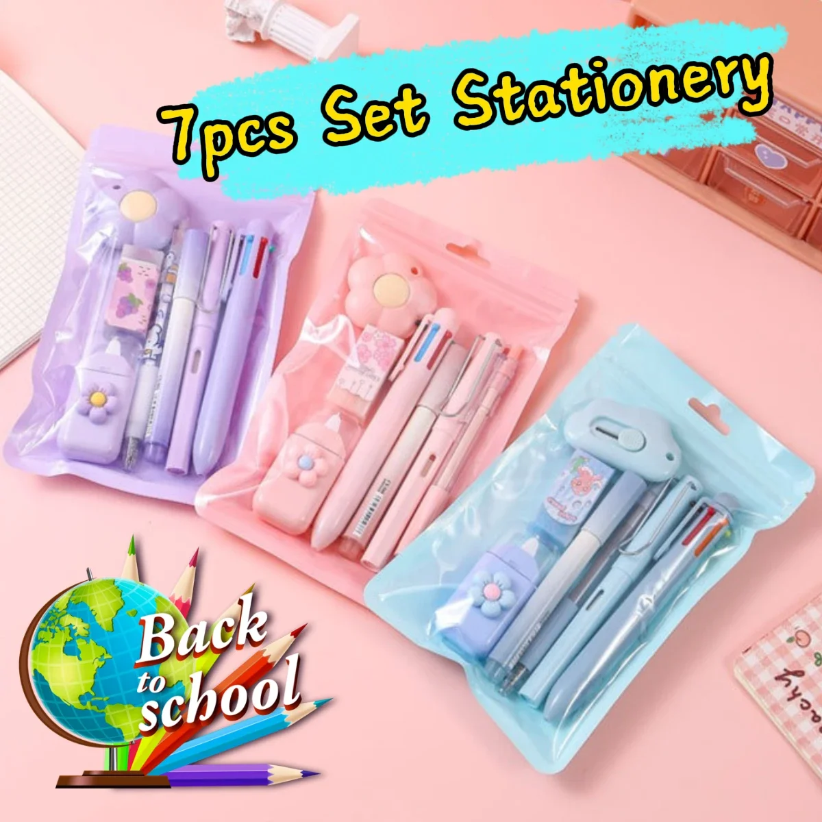 7 Teile/satz Kawaii Student Schreibwaren Süße Cartoon Katze Pfote Korrektur Band Klebeband Radiergummi Gel Stift Cutter Zurück zu Schule geschenk