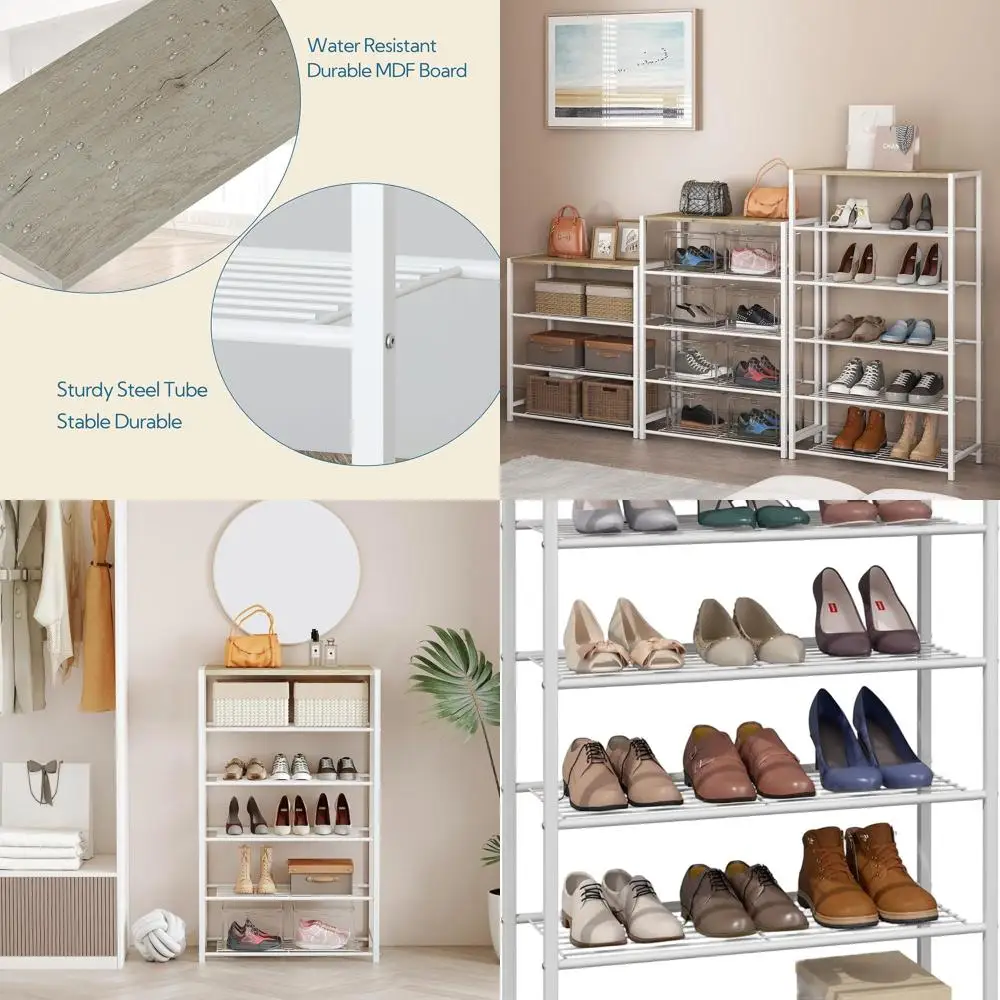 

6-Tier Metal Shoe Rack Organizer, Slim Design for Closet and Entryway, White