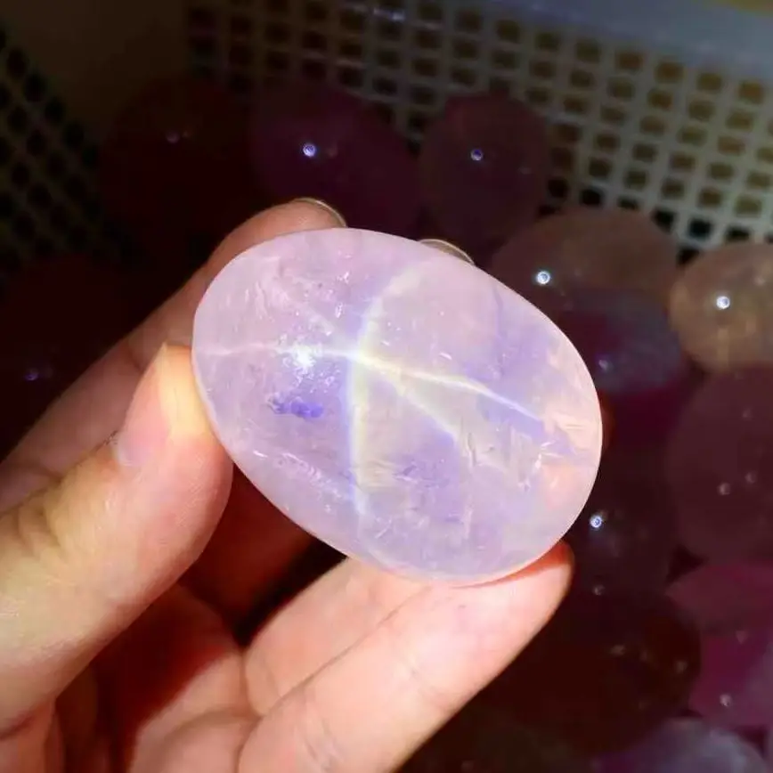 

4-5cm Hexagonal Starlight Rose Quartz Natural Pink Crystal Stone Yoga Eggs Smooth Skin Beauty Massage Worry Egg Original Gifts