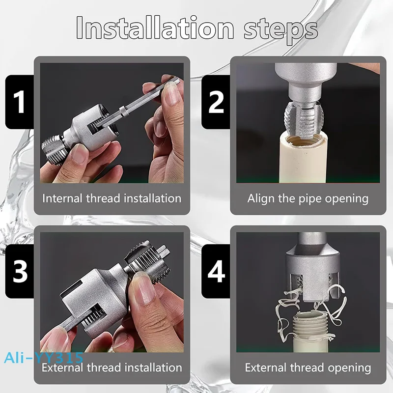 【Y】전동 드릴 호환 PVC 파이프 나사 절단기 키트 DN15 DN20 파이프 PVC 파이프 나사 절단 도구 PPR/PE 파이프 나사 절단 도구