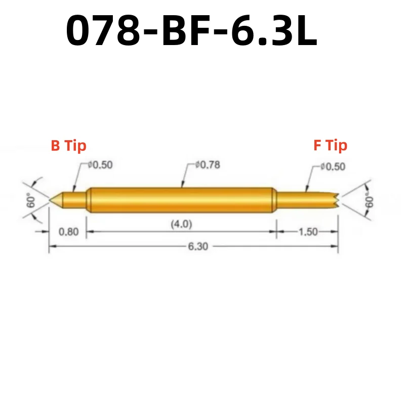 50/100pcs Double-ended Test Needle Test Probe BGA Semiconductor Probe 078-BF-6.3L Telescopic Spring Test Pin 6.3 Pogo Pin