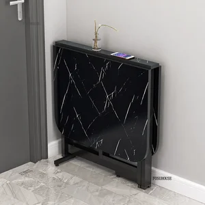 Mesas de jantar dobráveis de madeira de luxo para pequenas mesas ultra-finas domésticas multi-funcional cozinha mesas dobráveis que economizam espaço 10 principais vendas mini mesa de cha - №6