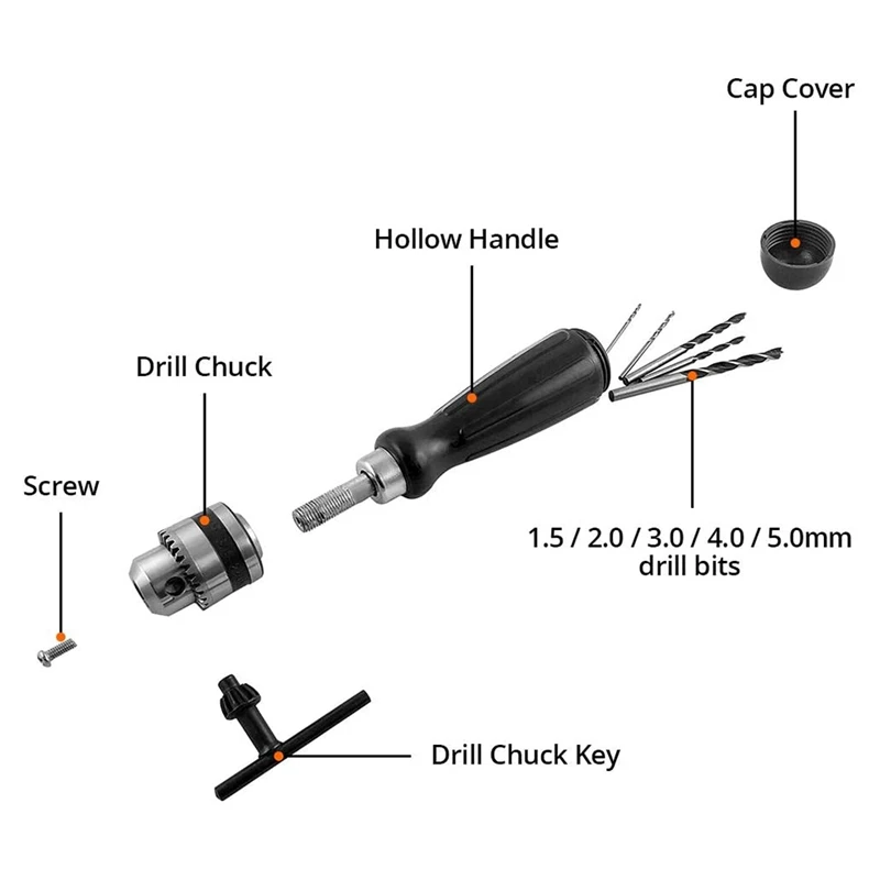 Pin Vise Hand Drill Bits, Mini Twist Drill Bits Set, For Woodworking Precision DIY Model Jewelry Walnut Amber