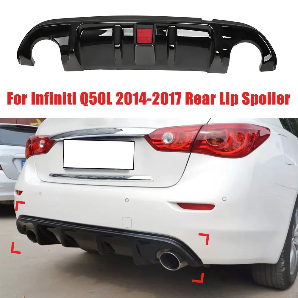 

For Infiniti Q50L 2014-2017 Rear Lip Spoiler Tail Bumper Guard Cover PP Plastic Body Kit Exterior Decoration Trim Accessories