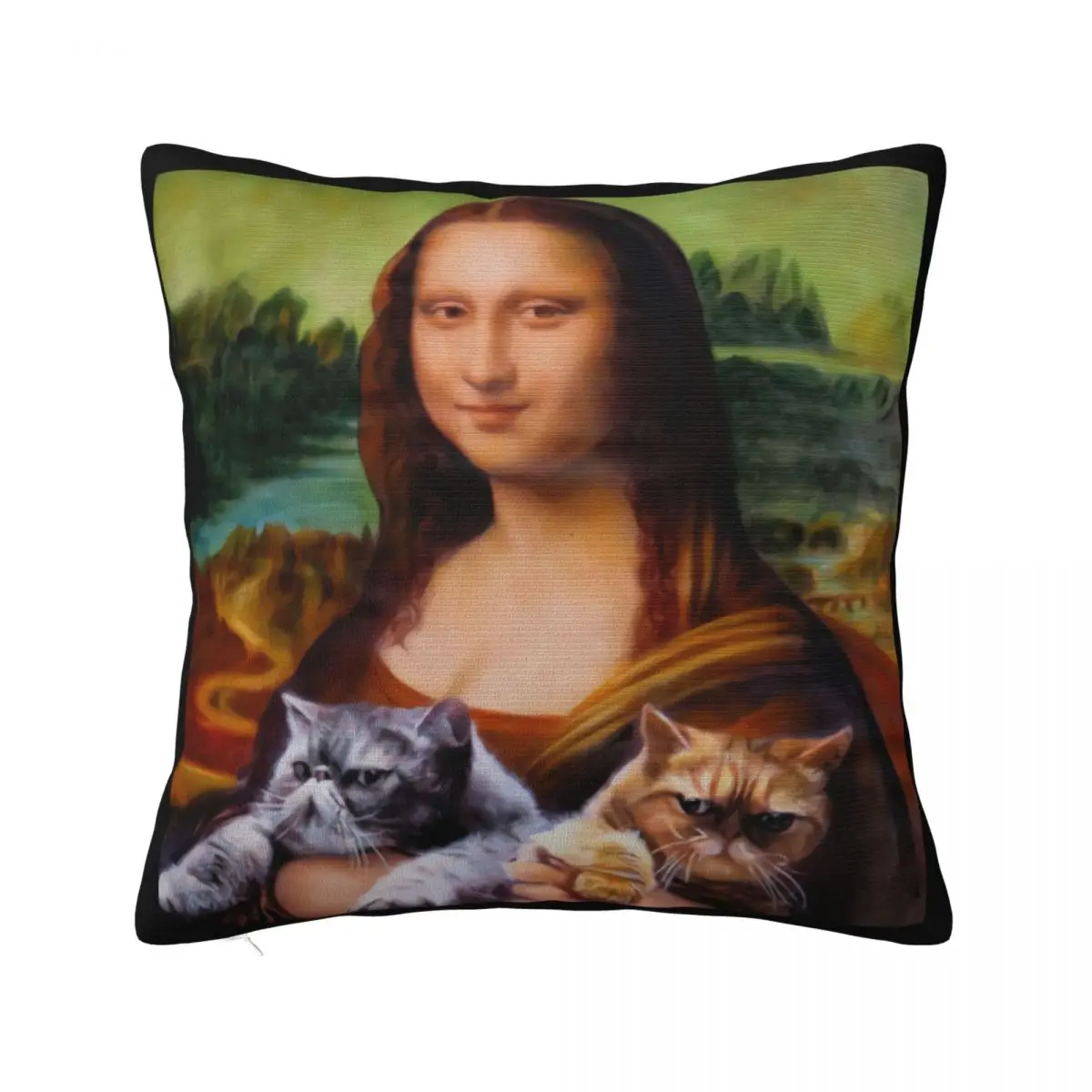 Mona Lisa Cat Women Female New Fashion Top Summer Aesthetic Funny Grunge Kawaii Pillow Case