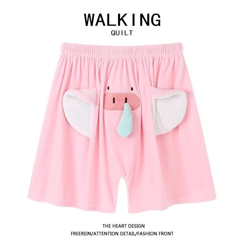 Elephant Hooting Shorts Men's Casual Pants Summer Loose Funny Latest Style Couple Sleeping Bottoms Cartoon Cute Home Clothes