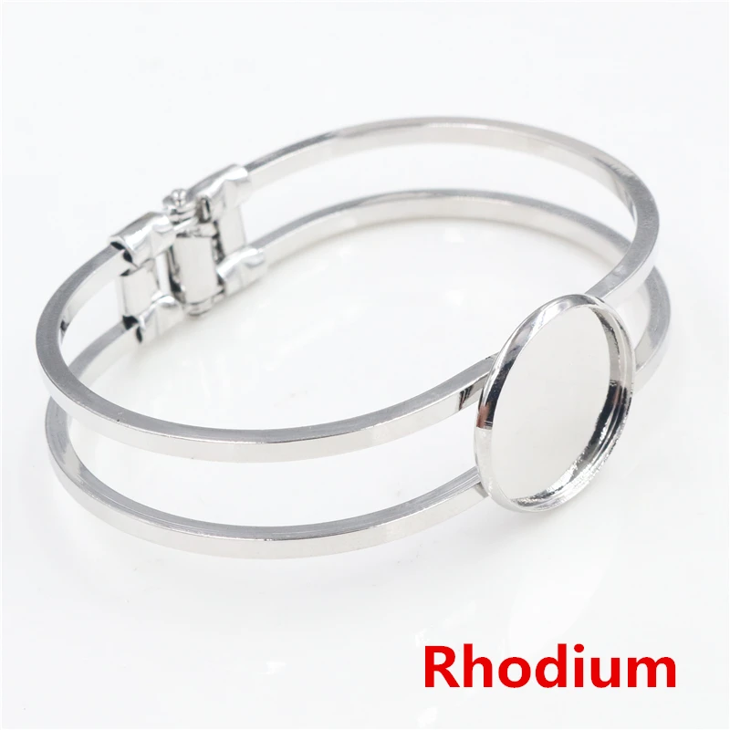 High Quality  20mm 6 Colors Plated Bangle Base Bracelet Blank Findings Tray Bezel Setting Cabochon Cameo