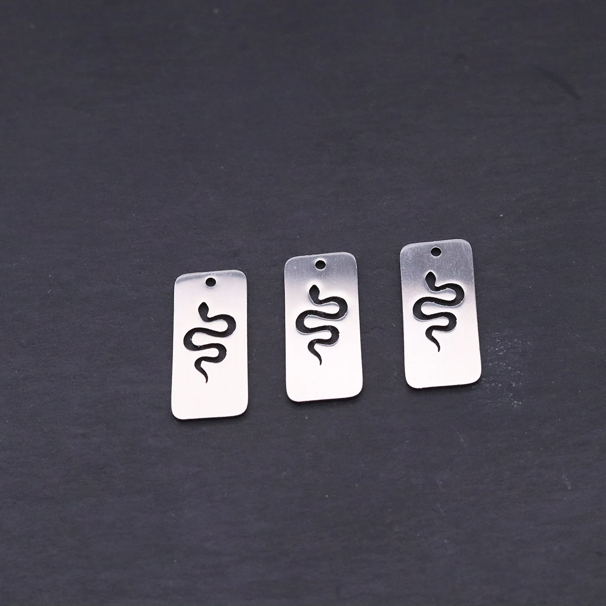3pcs Gothic Snake Rectangle DIY Craft Earrings Necklace Stainless Steel Pendant Charms For Jewelry Making Accessories