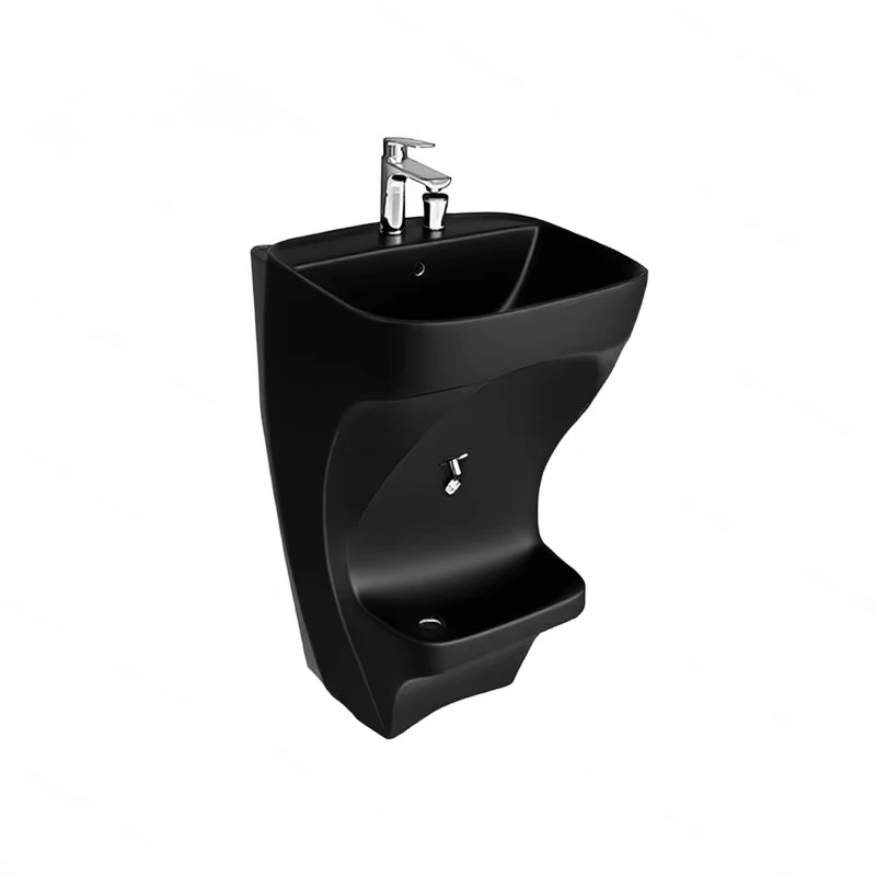 

High quality ceramic wash basin & foot bath freestanding matte black Muslim Wudu basin