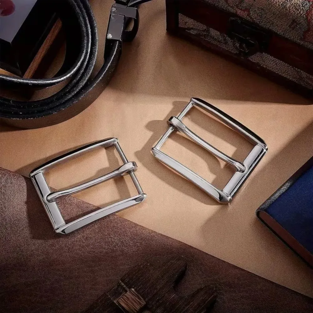 Mirror Finished Stainless Steel Belt Buckle for Men 35mm Width Durable Metal Pin Buckle DIY Belt Accessories Western Belt Buckle
