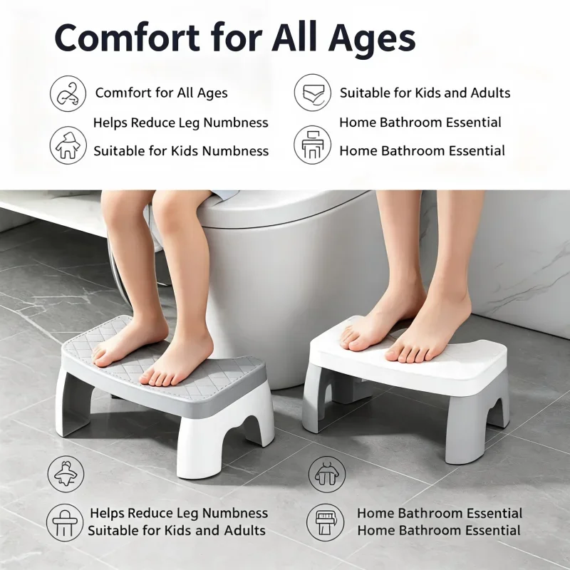 Anti-slip Waterproof Toilet Foot Stool Ergonomic Raised Footrest Stable Frame Household Washroom Auxiliary Tool