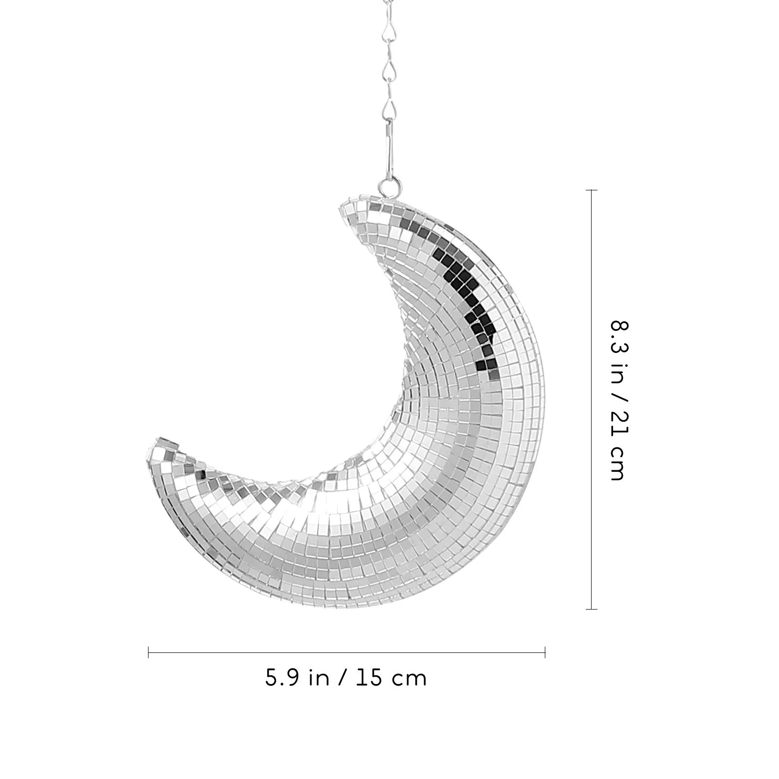 

Silver Moon Pendant Glass Disco Ball Shimmering Hanging Decor Moon Wall Ornament Indoor Home Party Decoration Disco Ball