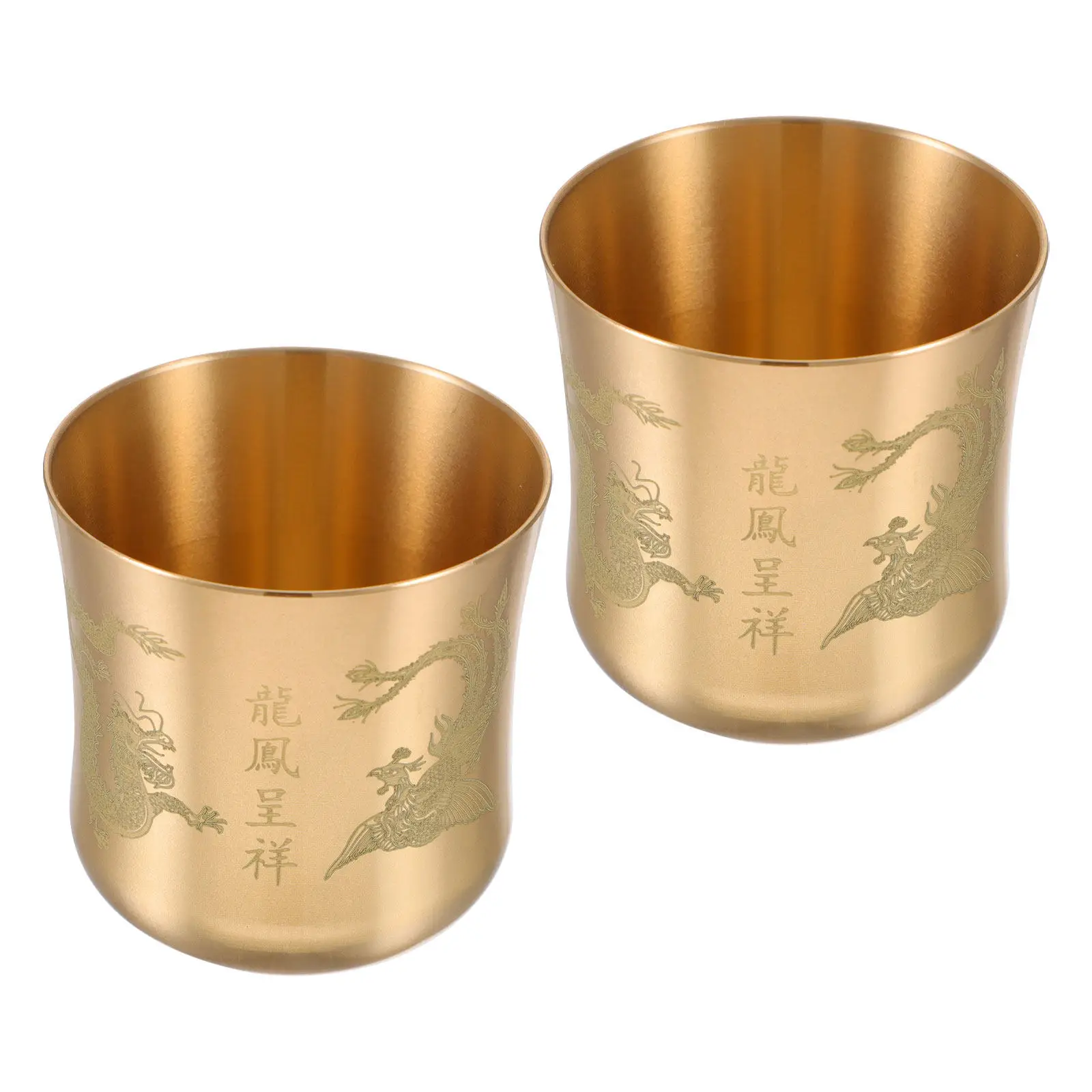 2Pcs Brass Dragon Chalice Vintage Oriental Tea Mug Decorative Offering Cup Altar Bowl Buddhist Temple Worship Metal Offering Cup - view 6