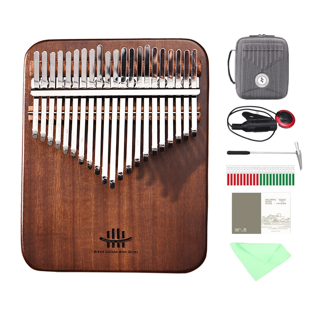 

Hluru Professional 21 Key Walnut Borad Kalimba Thumb Piano Finger Piano for Beginner Solid Wood Mbira with Case