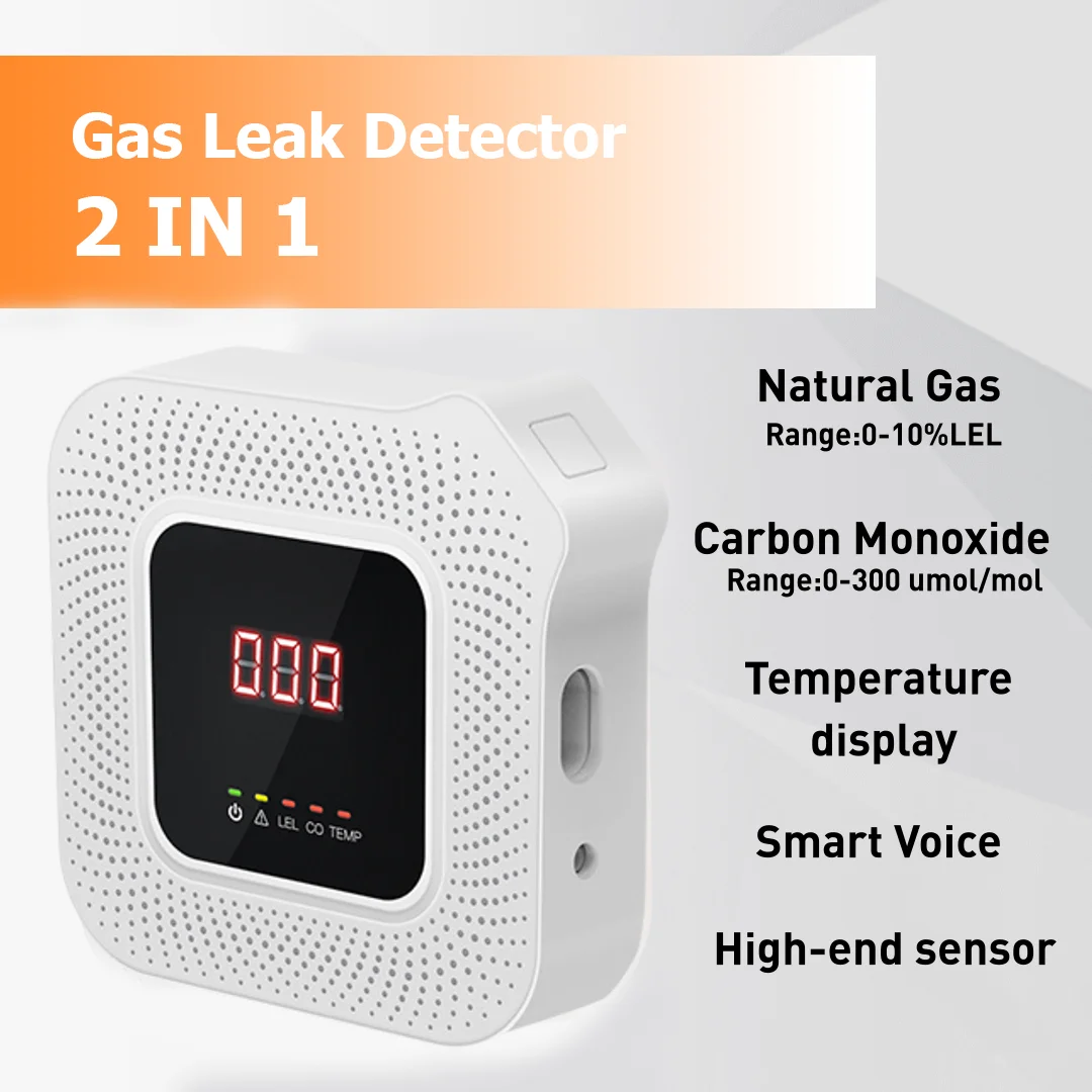 HD8200 Gas sensor,Natural Gas and Carbon Monoxide Detector,2 in 1 Gas Detector,DN15/DN20 Gas Solenoid valve,Home,Hotel,RV Travel