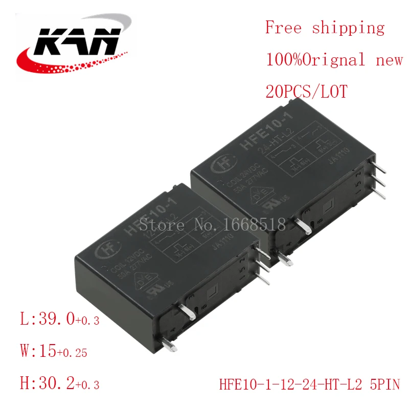 Free shipping 20pcs relay HFE10-1-12-HT-L2 HFE10-1-24-HT-L2  HFE10-1 12VDC 24VDC 50A 277VAC 5PIN Original New