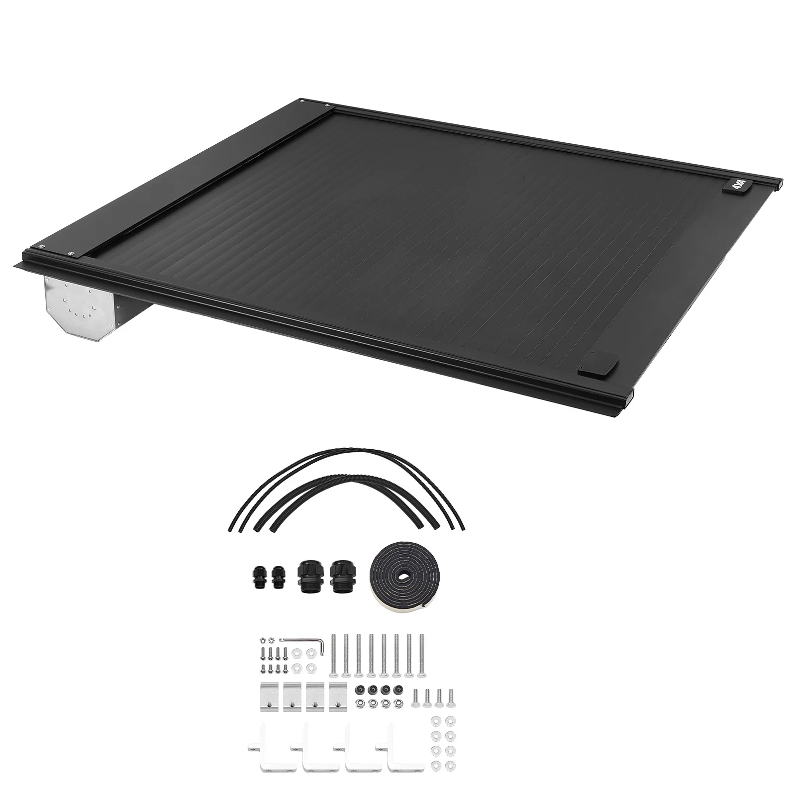 VEVOR Retractable Tonneau Cover Hard Cover with Built-in Drainage Pipe Double Lock T Slot for Dodge Ram 1500 Crew Cab