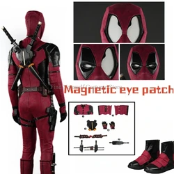 New Deadpooling 3 Cosplay Cosutme Mask With Magnetic Glasses Wade Winston Wilson Jumpsuit Belt Cosplay Costume Suit Halloween