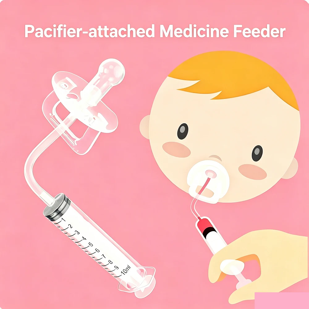 Baby Pacifier Medicine Dispenser Kit 10ml Oral Feeding Syringe Liquid Needle Feeder with Measuring Cup for Baby Babies