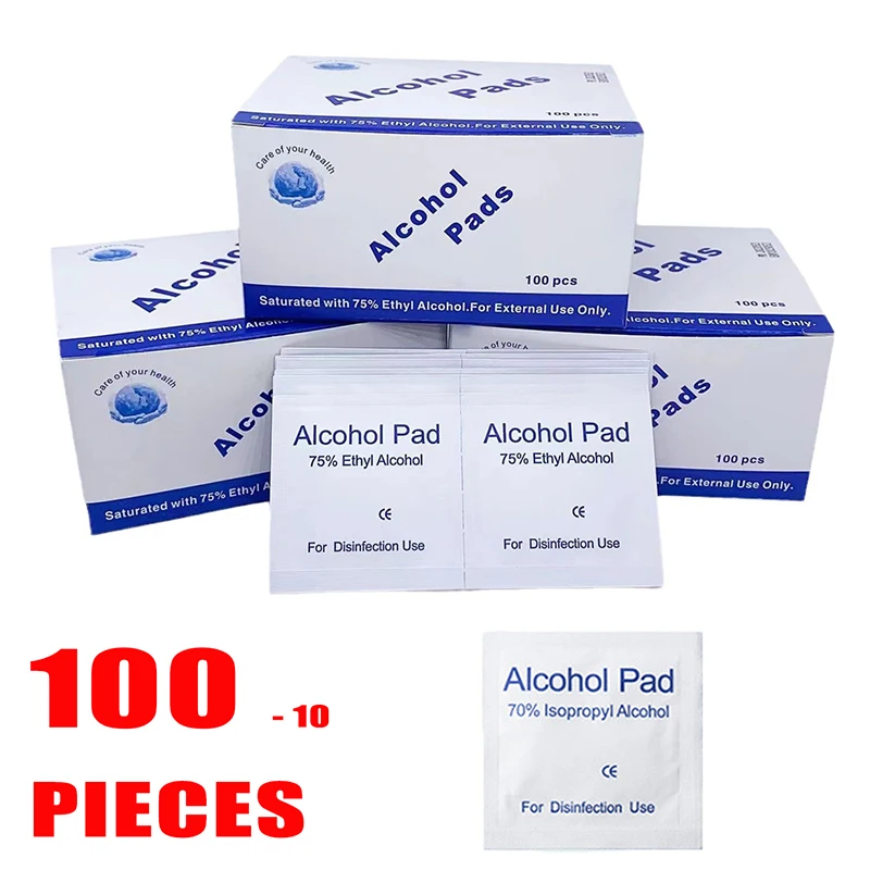 10/100Pcs Disposable Alcohol Cotton Pads Disinfectant Wipe Alcohol Tablets Home Outdoor Cleaning Care Tools 75% Alcohol Wet Wipe