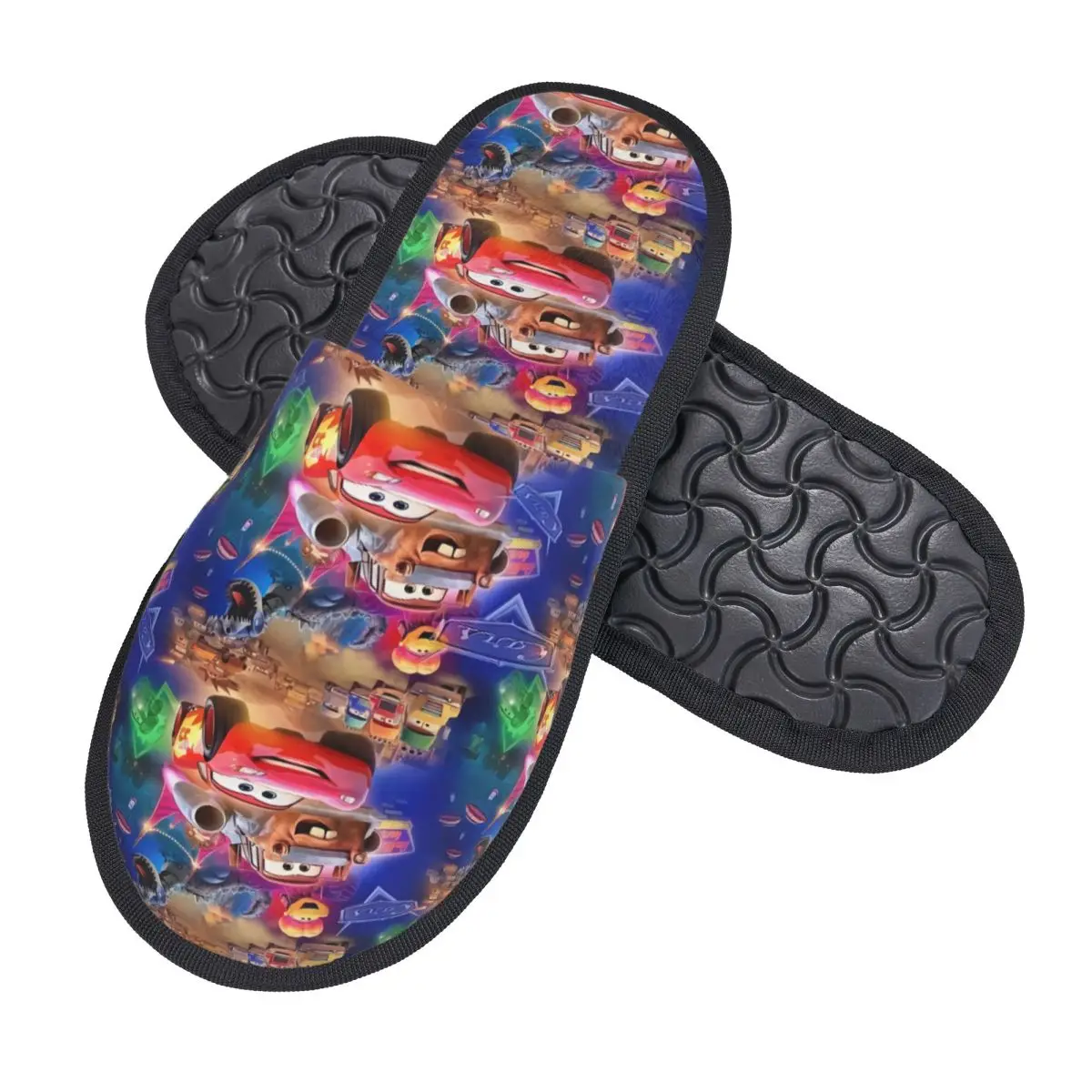 Custom Lightning McQueen Car Pattern Comfort Scuff With Memory Foam Slippers Women Spa House Shoes