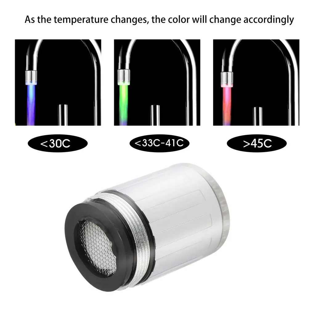 15Mm Rgb Duurzame Temperatuursensor Led Licht Water Kraan Kraan Glow Verlichting Douche Spuiten Kraan Voor Keuken Badkamer