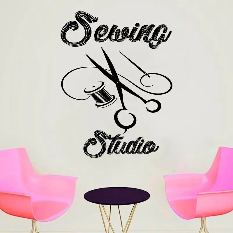 Швейные студийные настенные наклейки, виниловые домашние украшения, рукоделие, ножницы, настенные наклейки для портных, наклейки для интерьера, Фреска 3R14