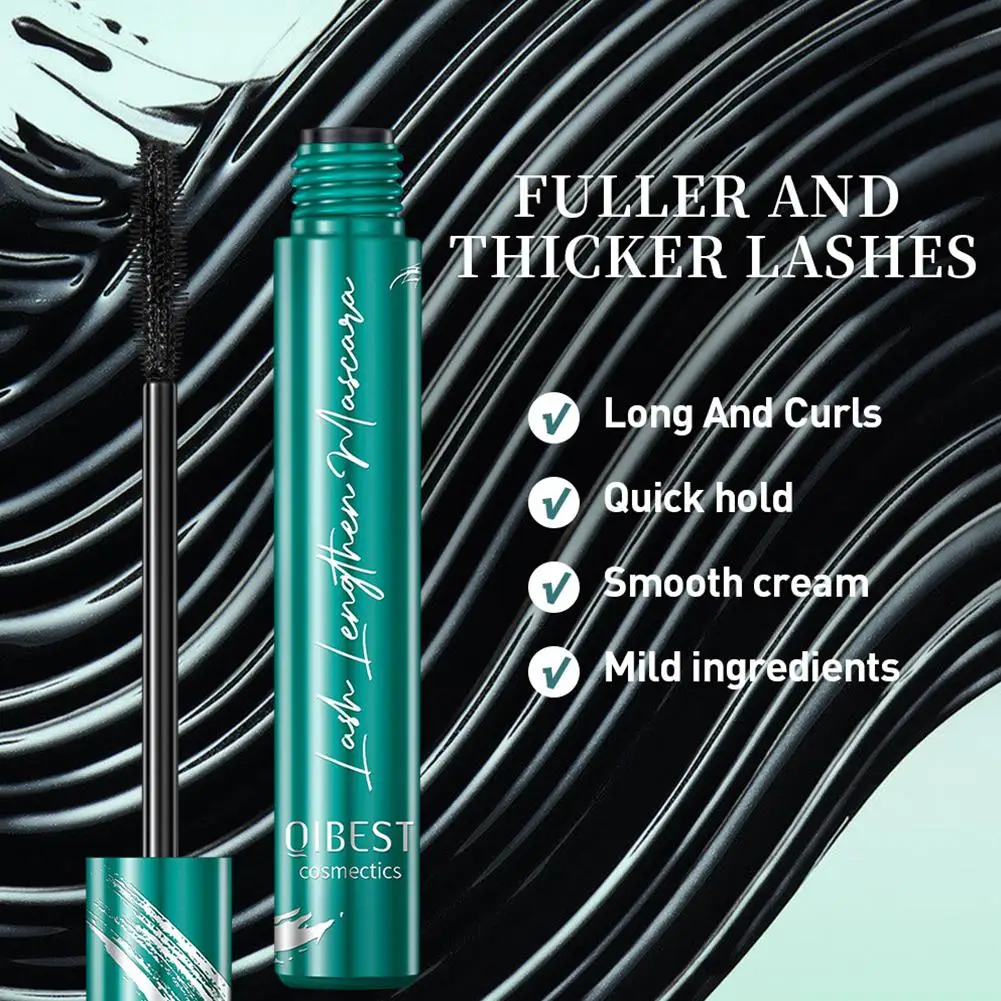 QIBEST 5D czarny tusz do rzęs wydłużający rzęsy długotrwały, odporny na pot czarny jedwabny makijaż z włókna uroda koreańskie kosmetyki
