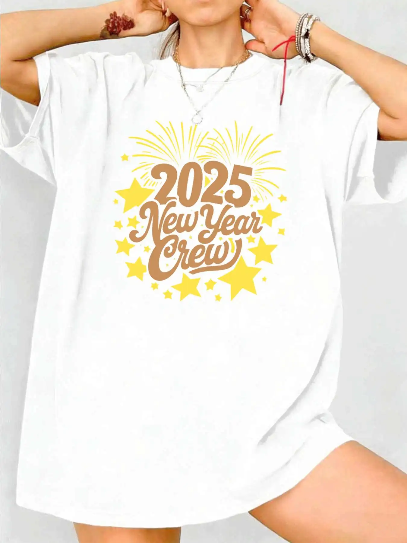 

【WY343152】Cartoon pattern Round neck women's T-shirt short sleeves fashion printed half-sleeve top elastic T-shirt