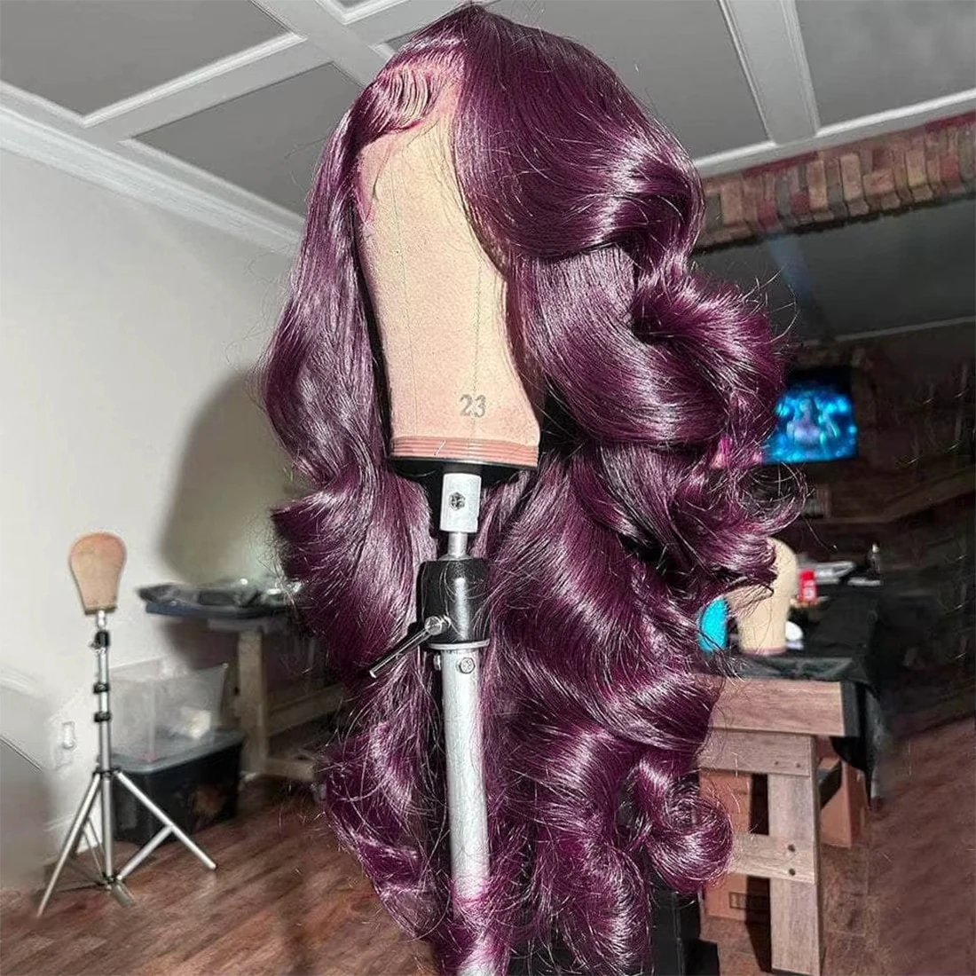 Purple Wig Body Wave Lace Front Wig 13x4 HD Cosplay Synthetic Glueless Heat Resistant Cheap Wigs On Clearance Sale For Women