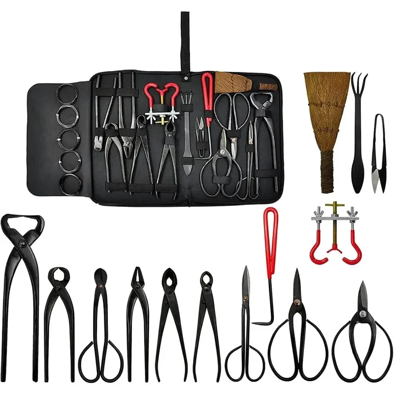 

Great Discounts.14 Piece Bonsai Tools Kit with Case, Carbon Steel Scissor Cutter Shear Set Garden Plant Tools.new