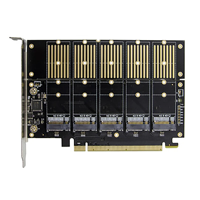 GFR5-PCI-E X16 Adapter Card, JMB585 Chip M.2 Key B NVMe SSD Expansion Card