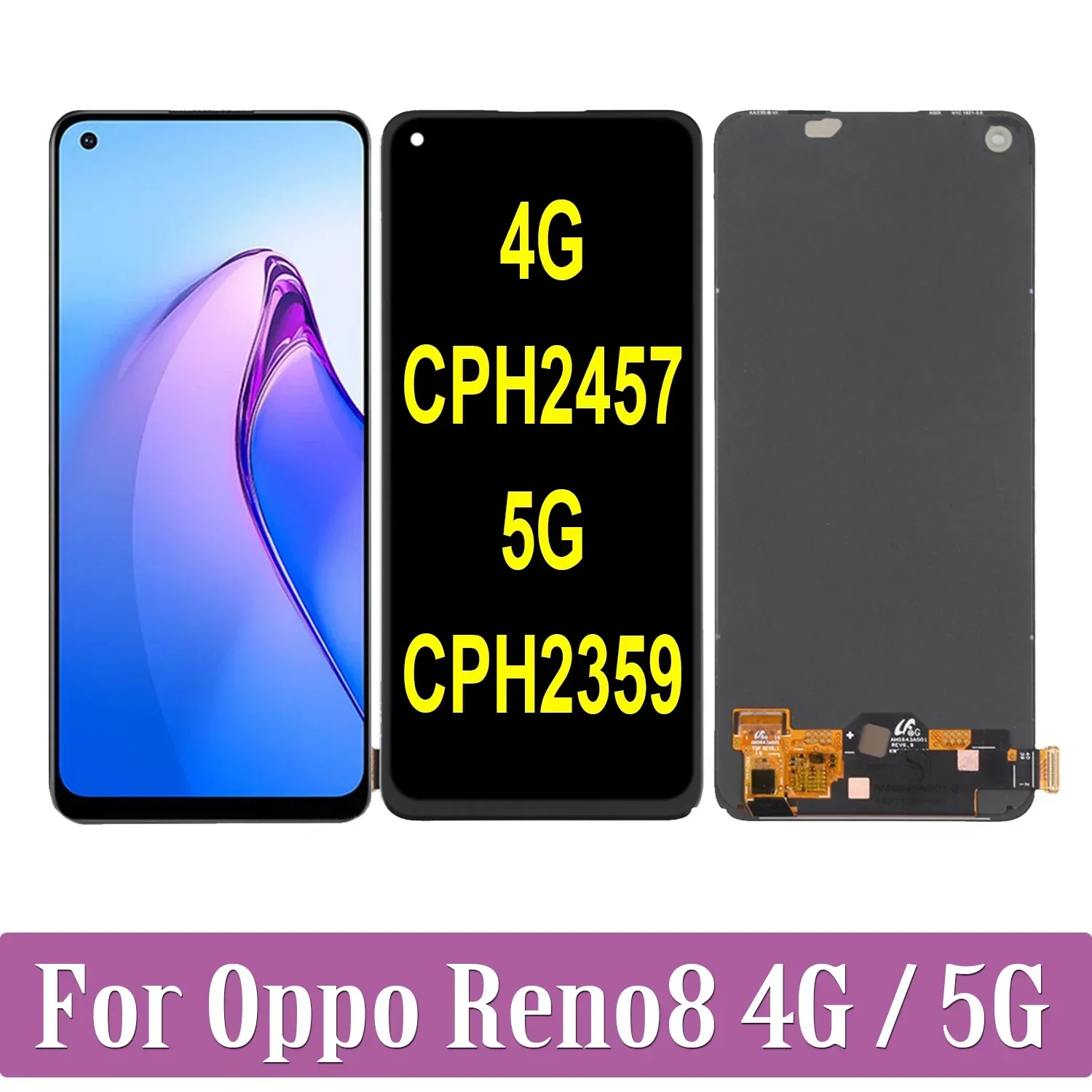 

AMOLED For OPPO Reno8 CPH2457 LCD Display Touch Screen Digitizer Assembly