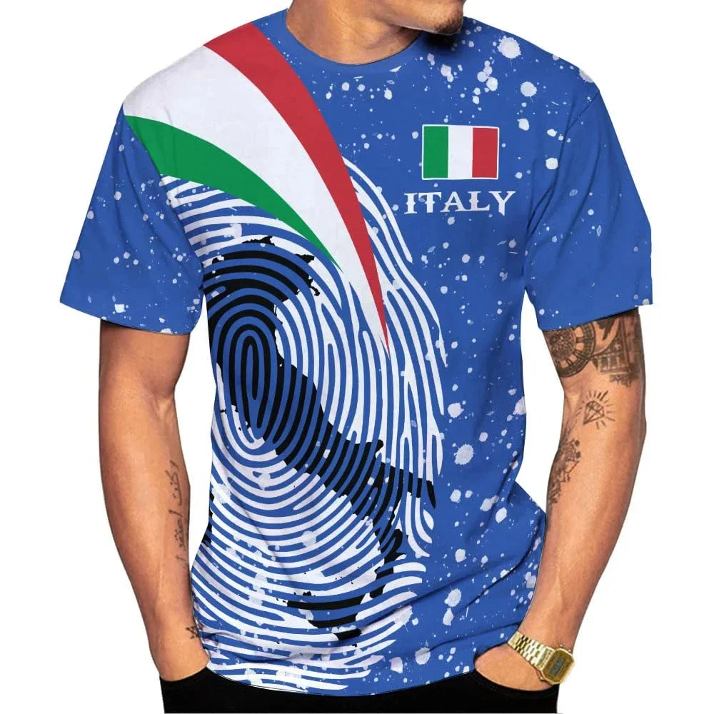 

Summer Men T Shirt O-Neck Short Sleeve Oversized T Shirt Top Italy Flag 3D Printing Casual Tee Loose Streetwear Harajaku