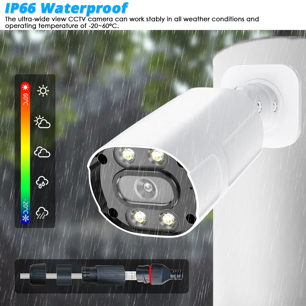 Tuya 8CH Video Surveillance System HD 4K Outdoor Security Camera 8MP 3.6mm Motion Detection Color Night Vision IP Camera Set POE