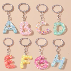 Colorful Acrylic Glitter Alphabet Keychain 26 Initials A-Z Letter Key Ring Pendants for Women Girls Bag Charms DIY Jewelry Gifts