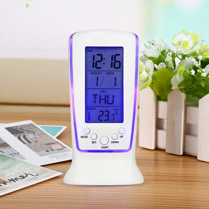 Digital Calendar Temperature LED Digital Alarm Clock with Blue Back light Electronic Calendar Thermometer Led Clock With Time