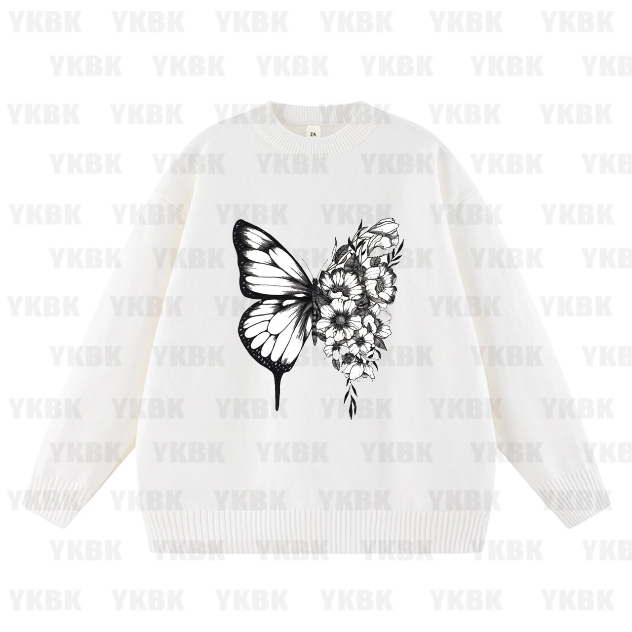 

Womens Sweater Butterfly Line Art Graphic Print Casual Oversized Pullover Top for Nature Lovers Pure Cotton