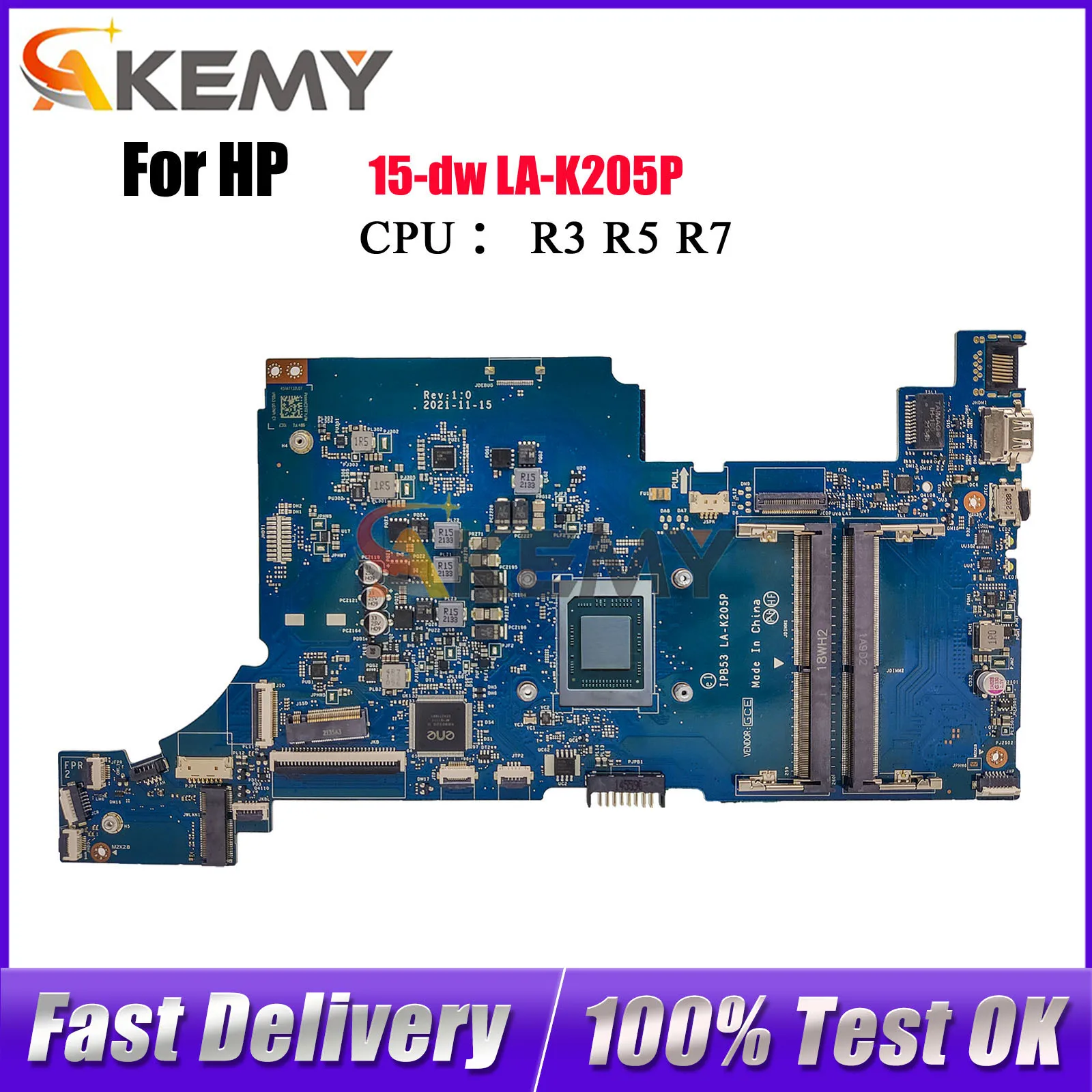 

LA-K205P For HP 15-DW Laptop Motherboard With R3 R5 R7 CPU DDR4 100% Fully Tested
